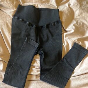 Senita Athletics Black Ribbed Leggings High Waist Stretchy